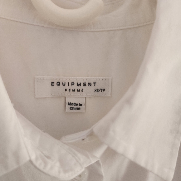 Equipment The Femme Button Down Shirt Stripe Cuffs  White Size XS - Picture 12 of 13